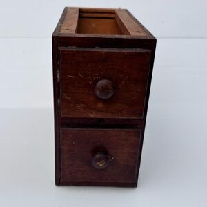 Antique Wooden 2 Drawer Cabinet Farmhouse Storage